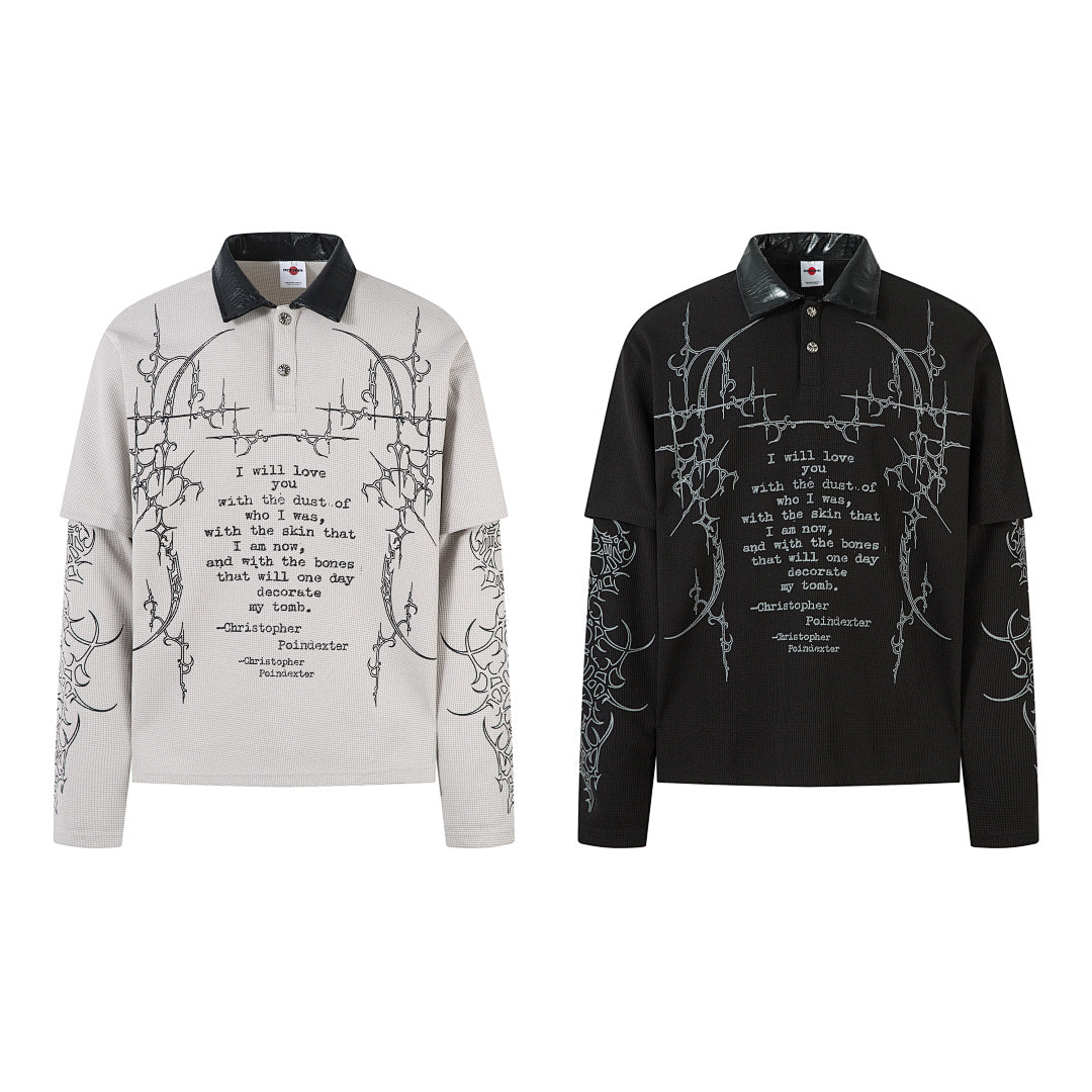 Faux-layered long-sleeve T-shirt