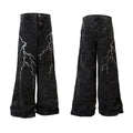 Heavy-embroidery denim trousers