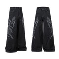 Embroidered denim trousers