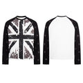 Black long-sleeve waffle-knit raglan T-shirt