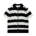 Black short-sleeved knit sweater
