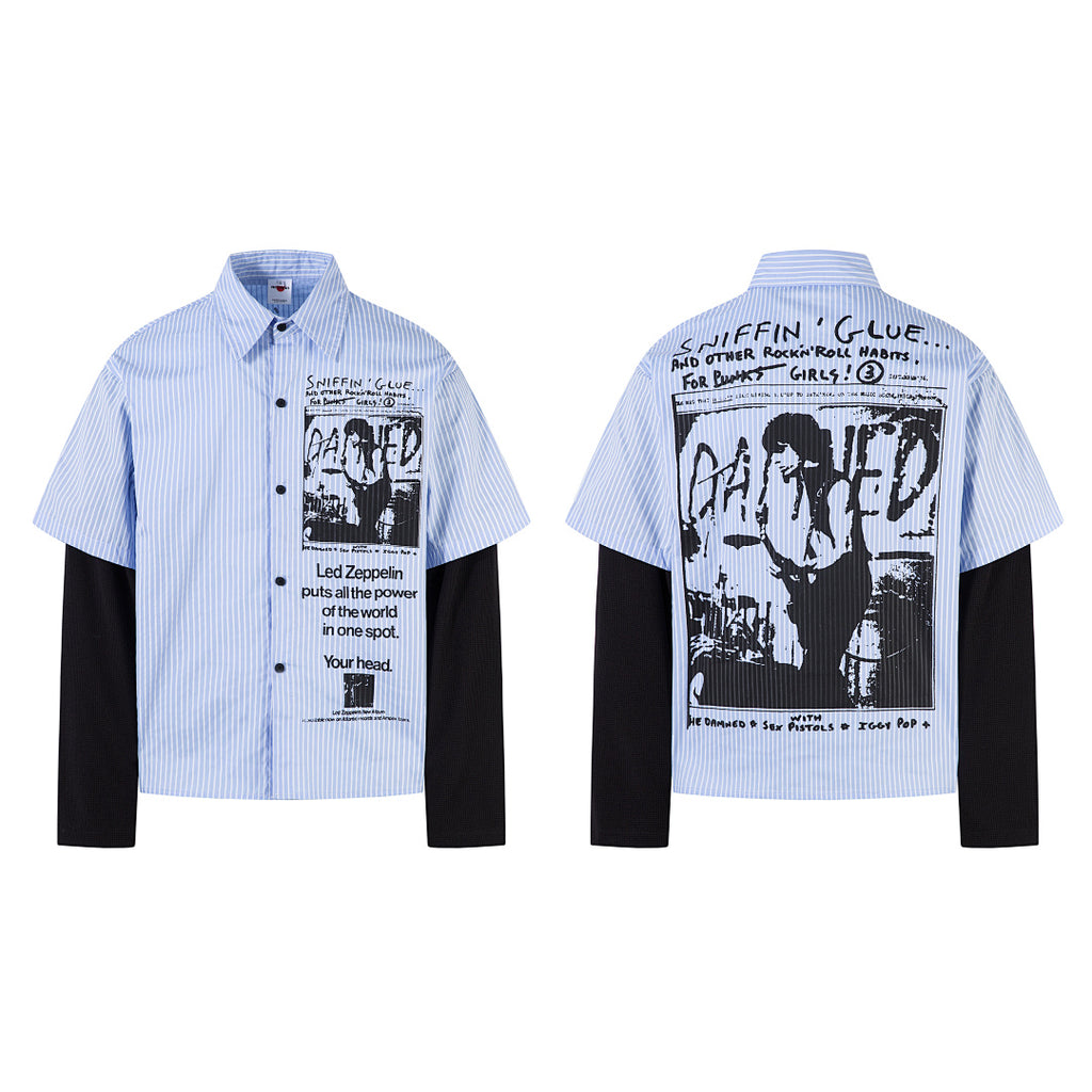 Faux-layered shirt – Blue