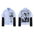 Faux-layered shirt – Blue