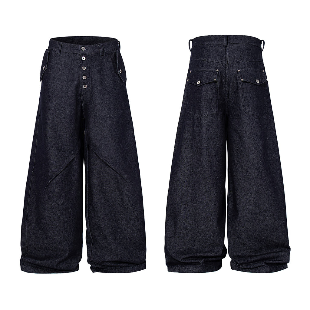 Raw denim jeans, blue