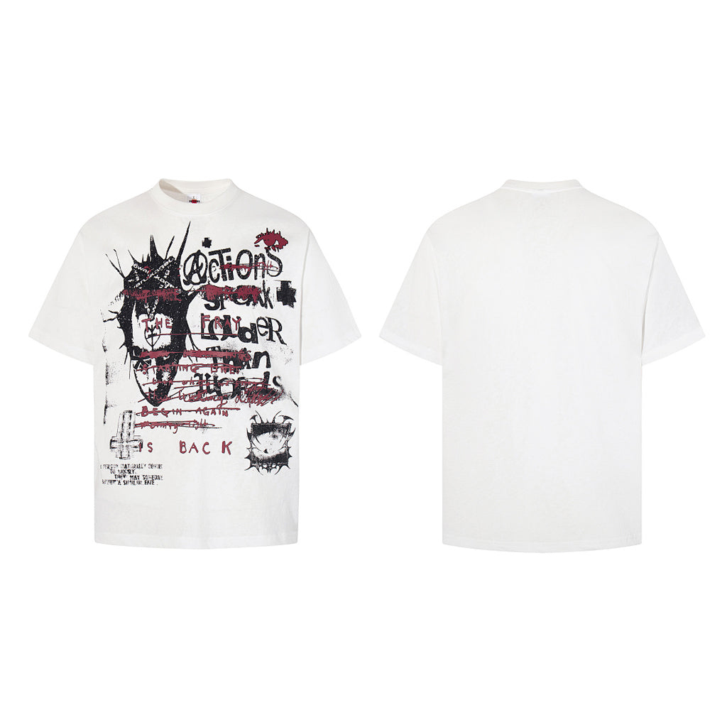 Snowflake-texture breathable short-sleeve T-shirt – White