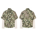 Green Camouflage Faux-Layered Shirt