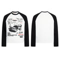 White long-sleeve waffle-knit raglan T-shirt