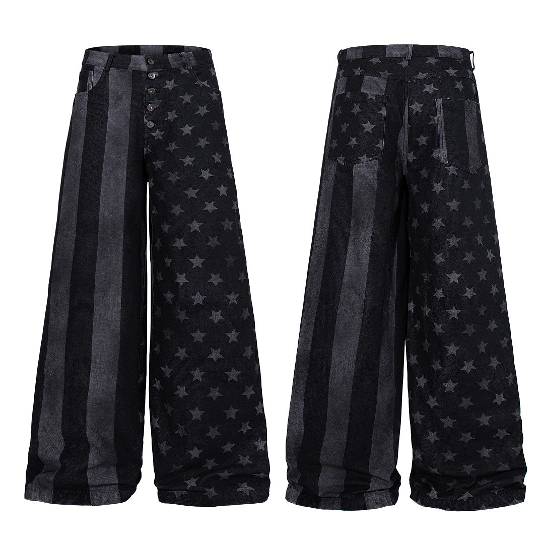 Distressed Denim Jeans, Black