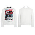 White long-sleeve slub cotton T-shirt