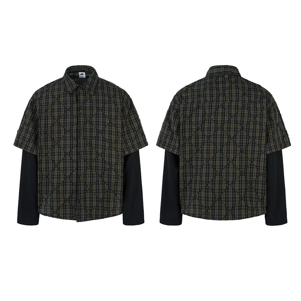 Faux-layered shirt      Brown