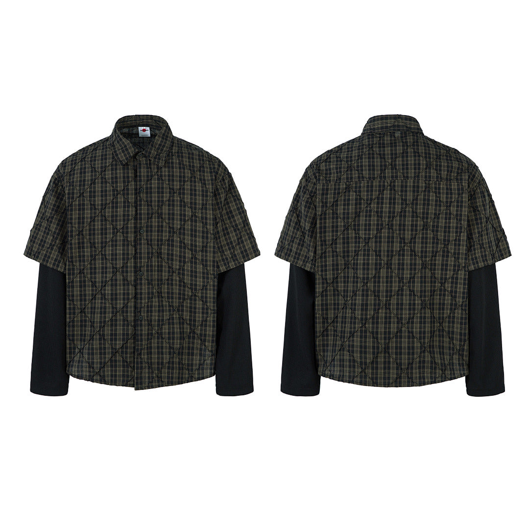 Faux-layered shirt      Brown