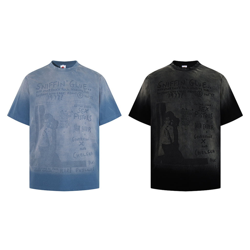 Washed Short-Sleeve T-Shirt – Black, Blue