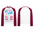 Red waffle-knit raglan long-sleeve T-shirt