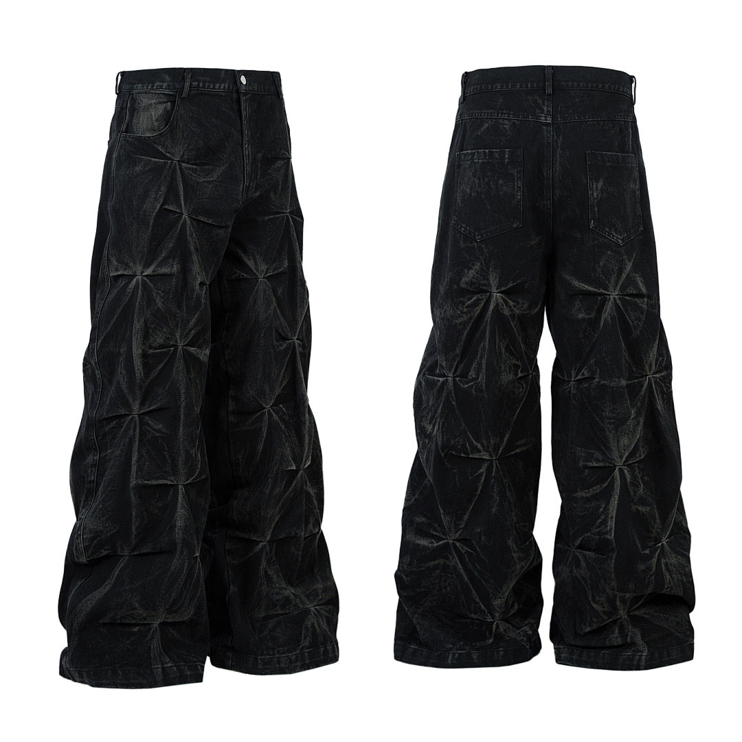 Pleated Denim Trousers