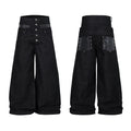 Raw denim double-waisted jeans