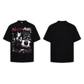 Waffle-knit short-sleeve T-shirt, black