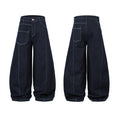 Scimitar-cut raw denim – Blue