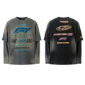 Faux-layered long-sleeve T-shirt