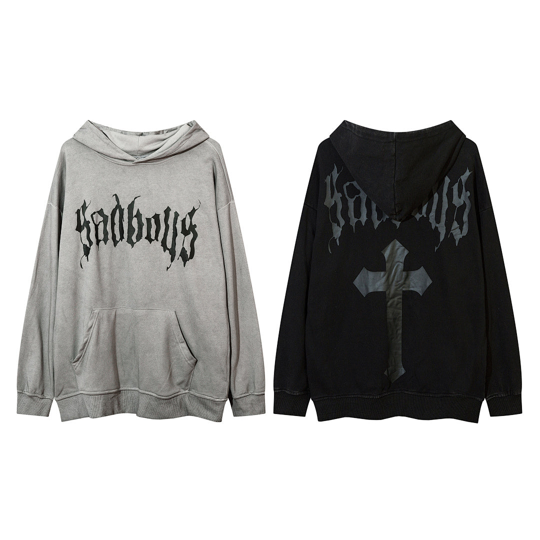 Terry sweatshirt, black, gray